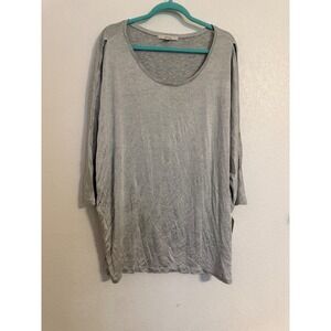 Sejour Gray Cold Shoulder Slit Sleeve 3/4 Sleeve Tunic Top Plus Size‎ 3X